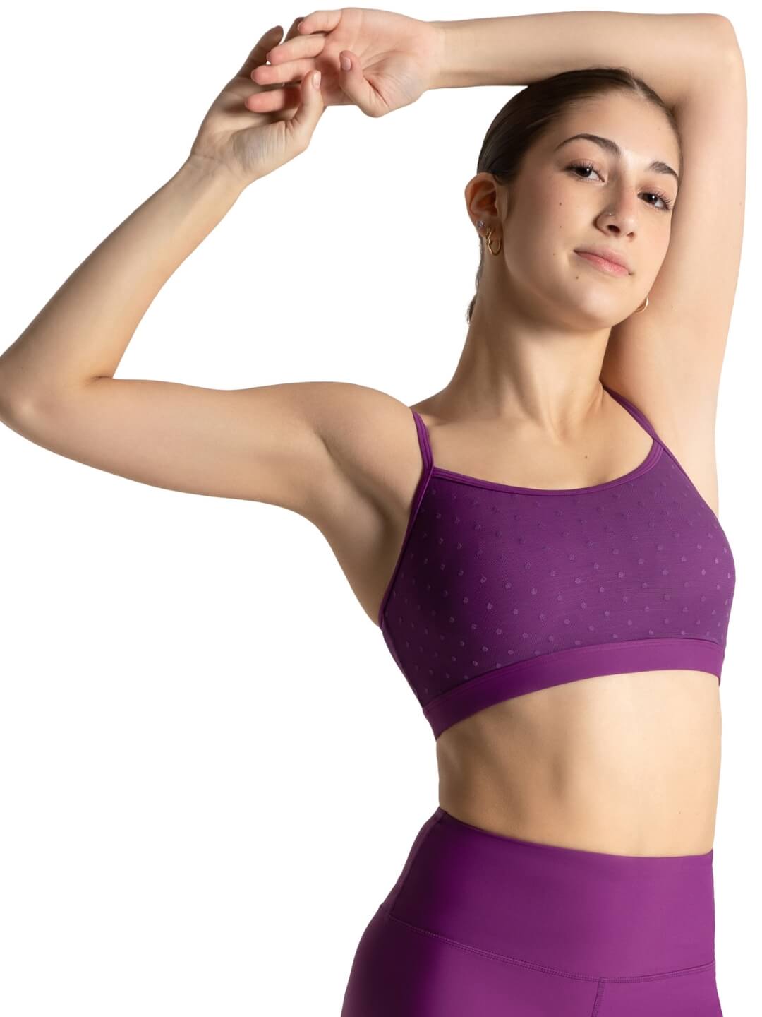 Spot On Adults Mesh Overlay BraTek® Bar Top, featuring a breathable mesh overlay and supportive fit - purple